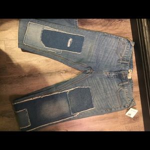Free people size w 28 patterned blue jeans
